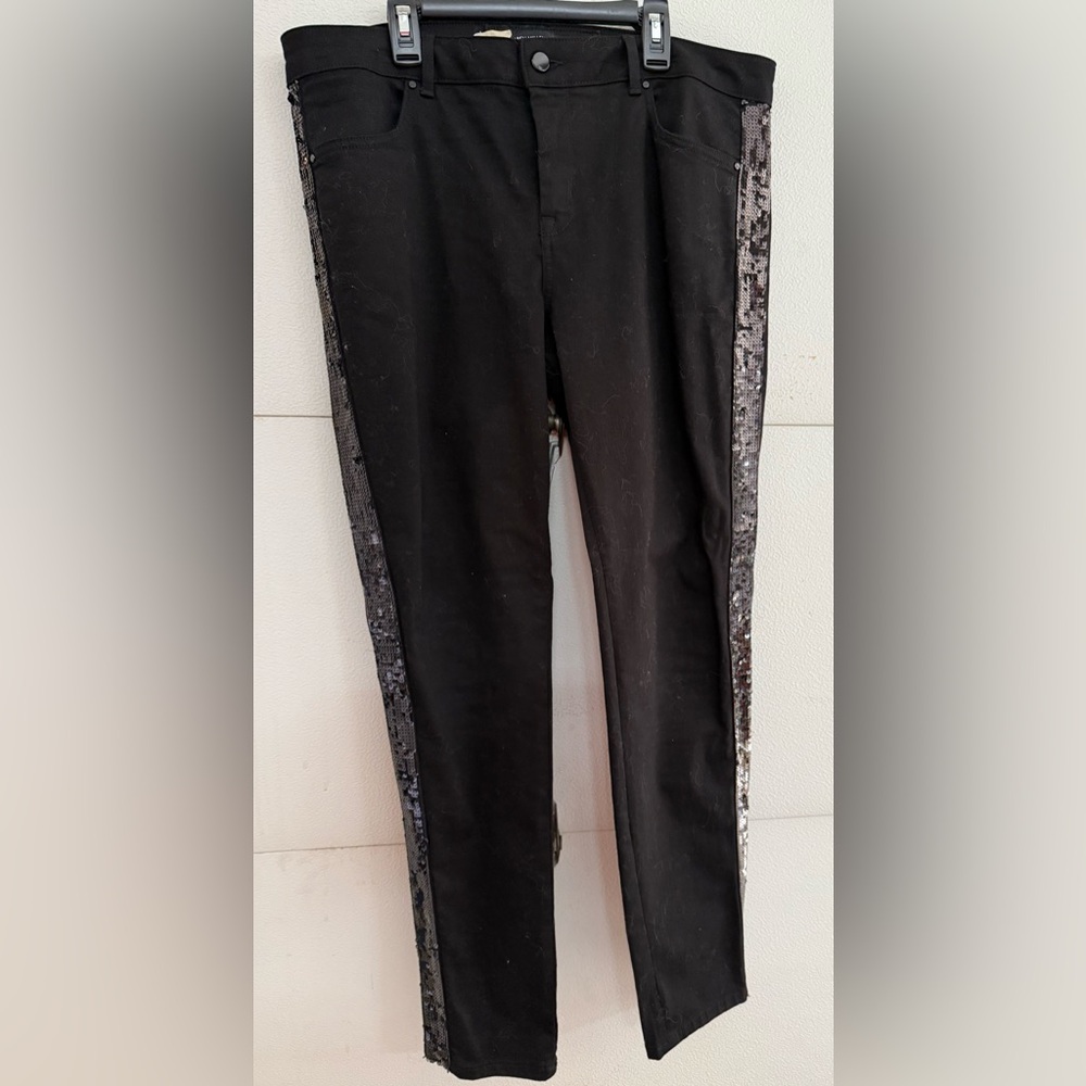 Karen Millen size 12 Black Skinny Jeans with Sequin Detail